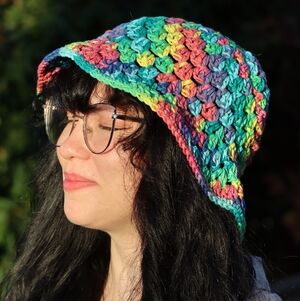 Rainbow Crochet Bucket Hat